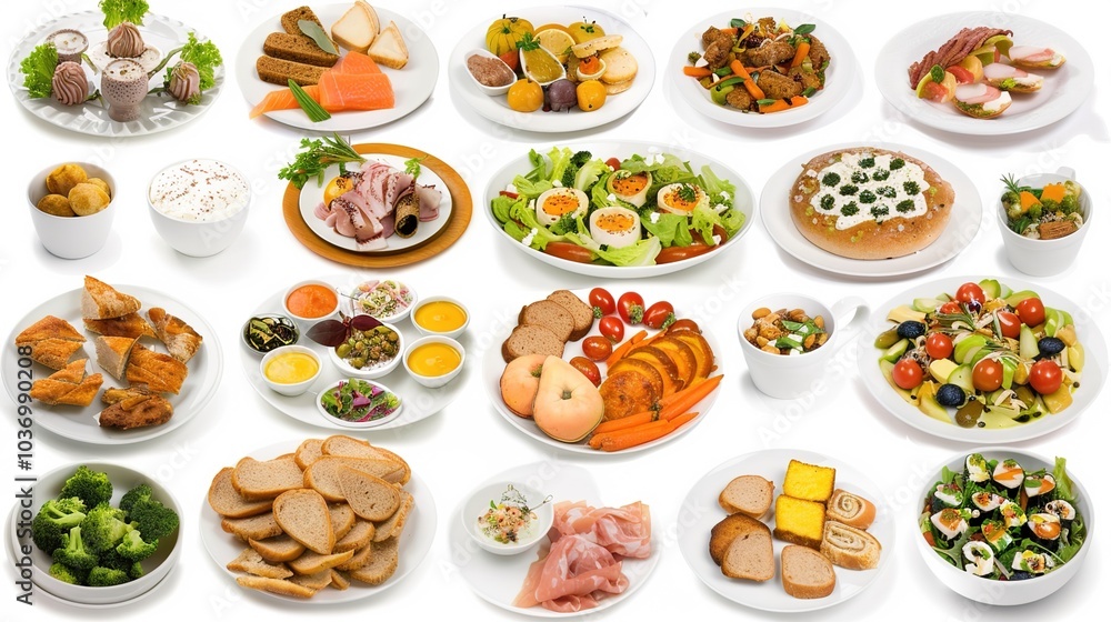 Assortment of healthy food dishes. Top view. Free space for your text. Assortment of healthy food dishes. Top view. Free space for your text.