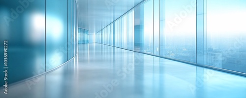 Wallpaper Mural Modern office hallway with large windows and city view. Torontodigital.ca