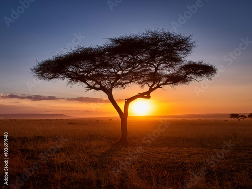 tree at sunset