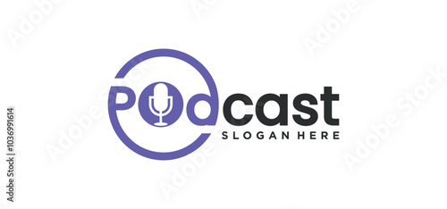 modern podcast logo design, Vector live podcast chat logo.