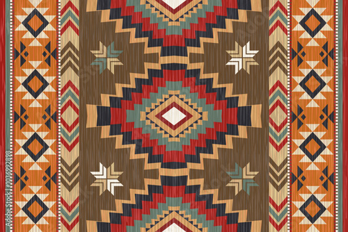 Native American ornament. Navajo tribal vector seamless pattern.Ethnic South Western decor style. Boho geometric ornament. Vector seamless pattern. Mexican blanket, rug. Woven carpet illustration.