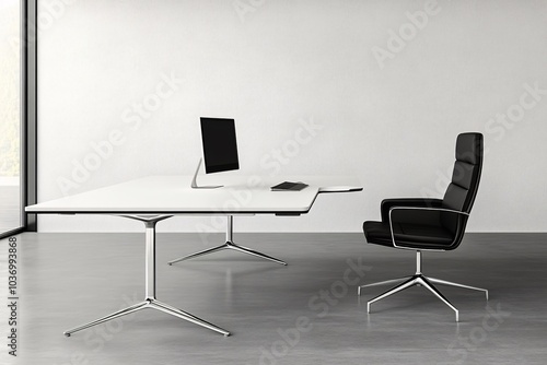 Modern Office Desk with Minimalist Design and Comfortable Chair