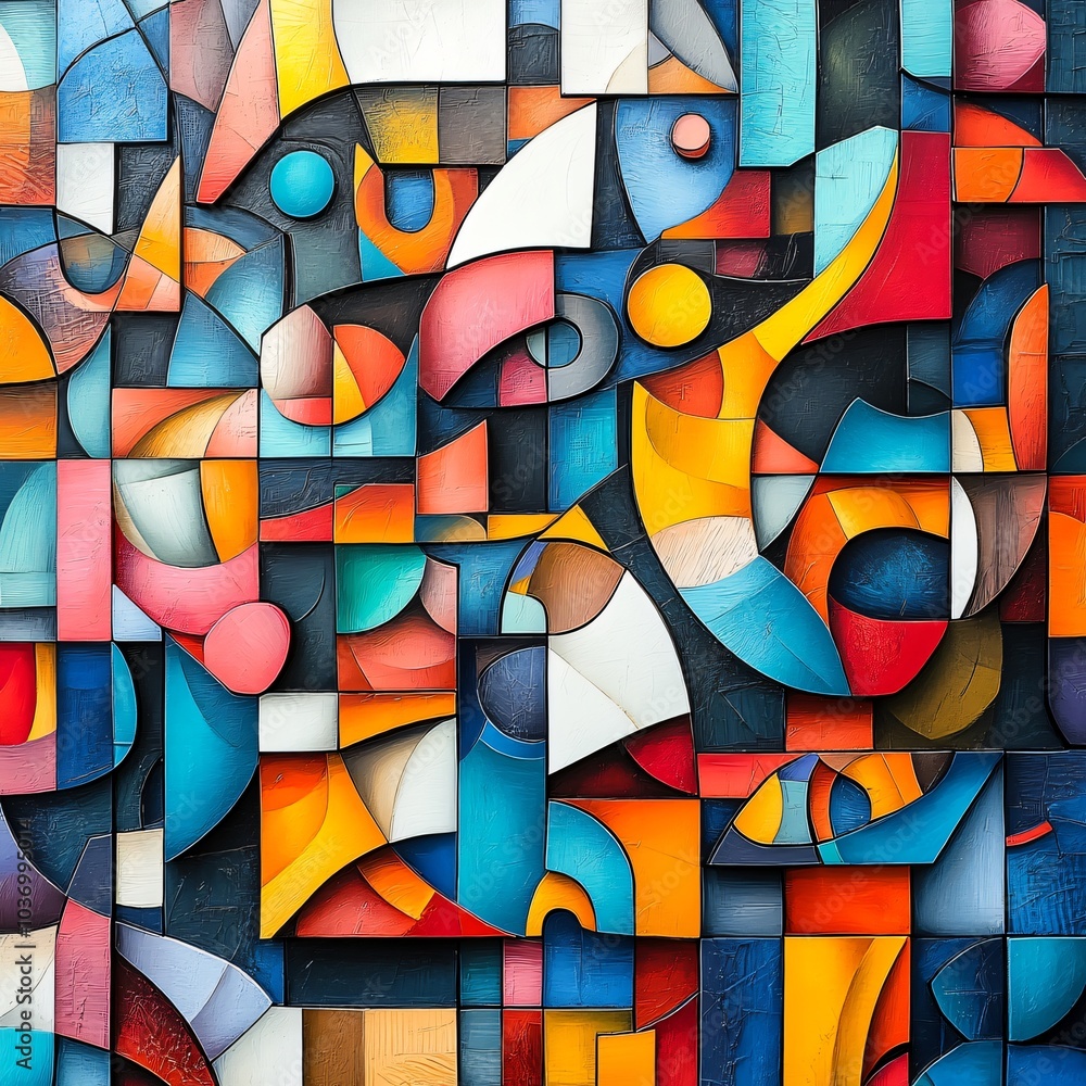 Fototapeta premium cubism artwork with colorful abstract shape