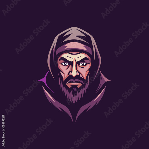 A flat icon of beard man 