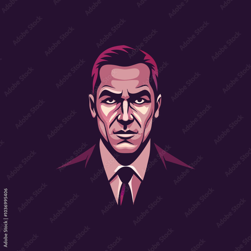 A flat icon of serious man A flat icon of serious man