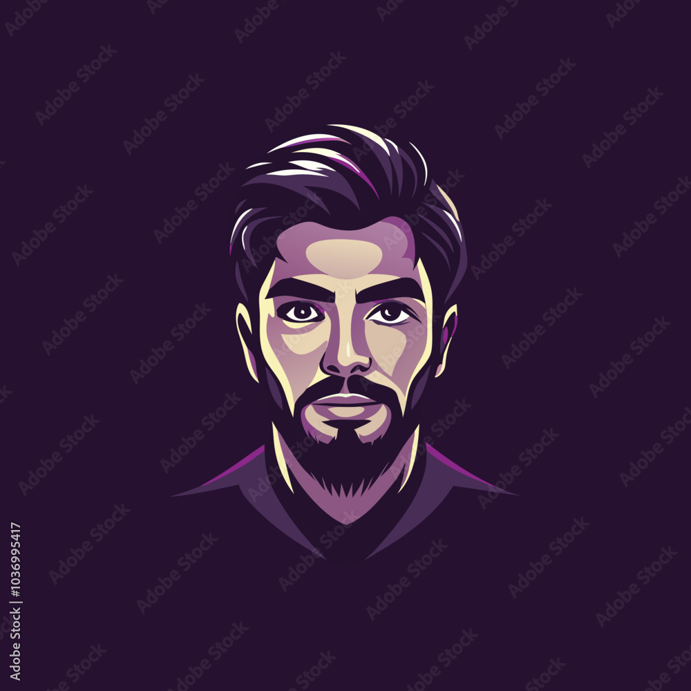 A flat icon of serious man A flat icon of serious man