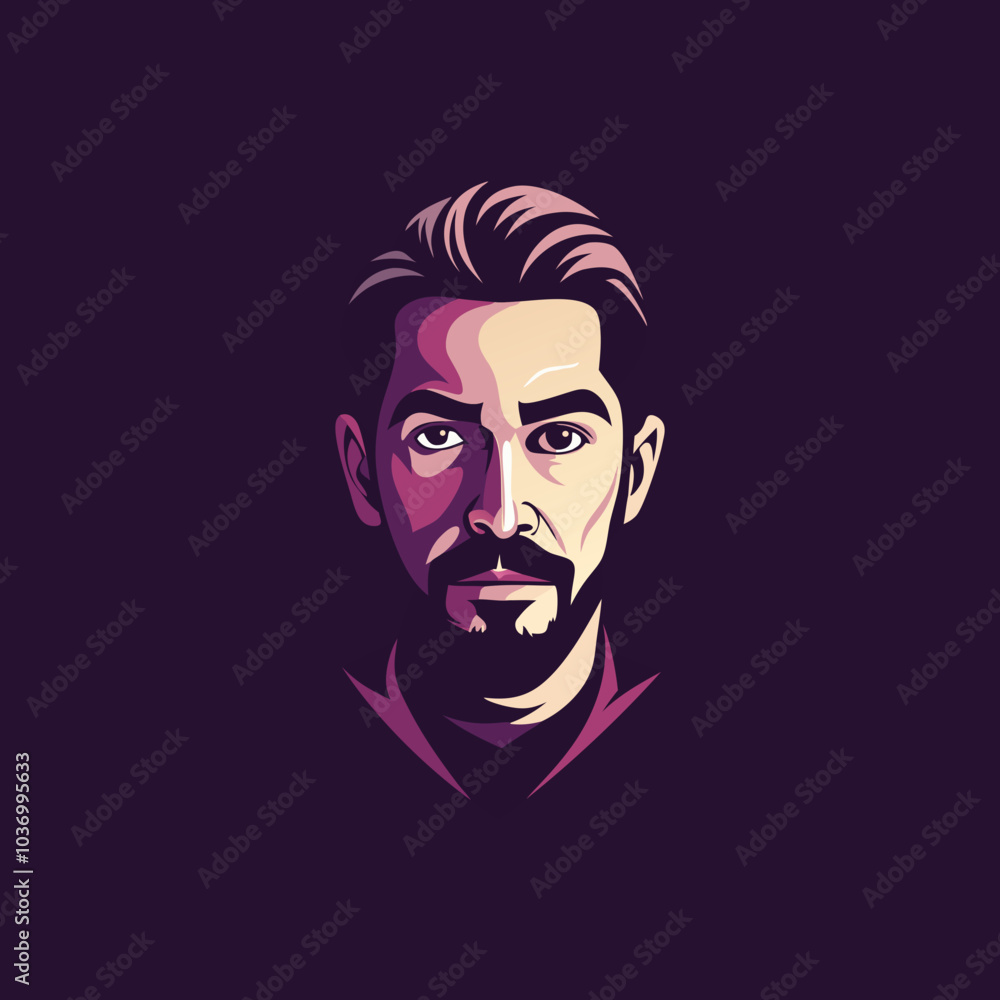 Young Man icon in flat style Young Man icon in flat style