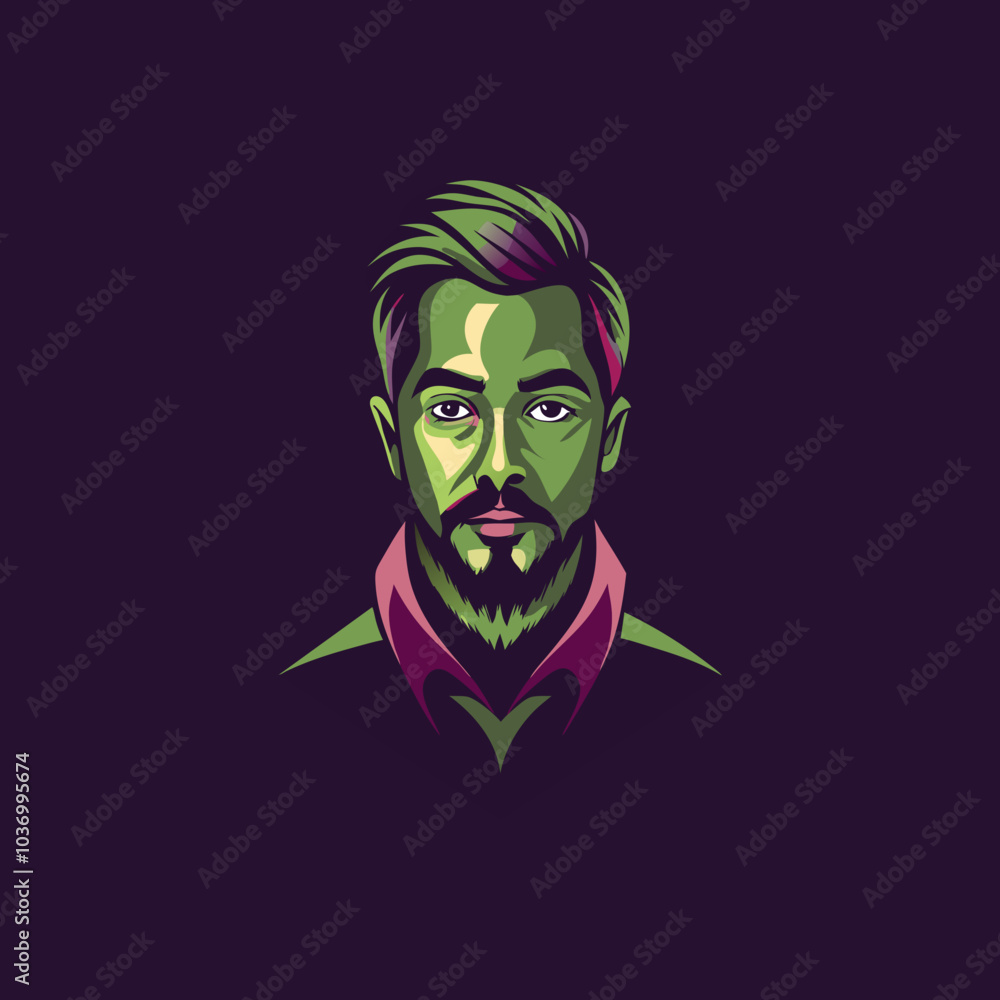 A flat style icon of serious boy A flat style icon of serious boy