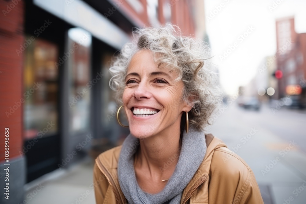 Portrait of a smiling middle-aged woman in the city. Portrait of a smiling middle-aged woman in the city.