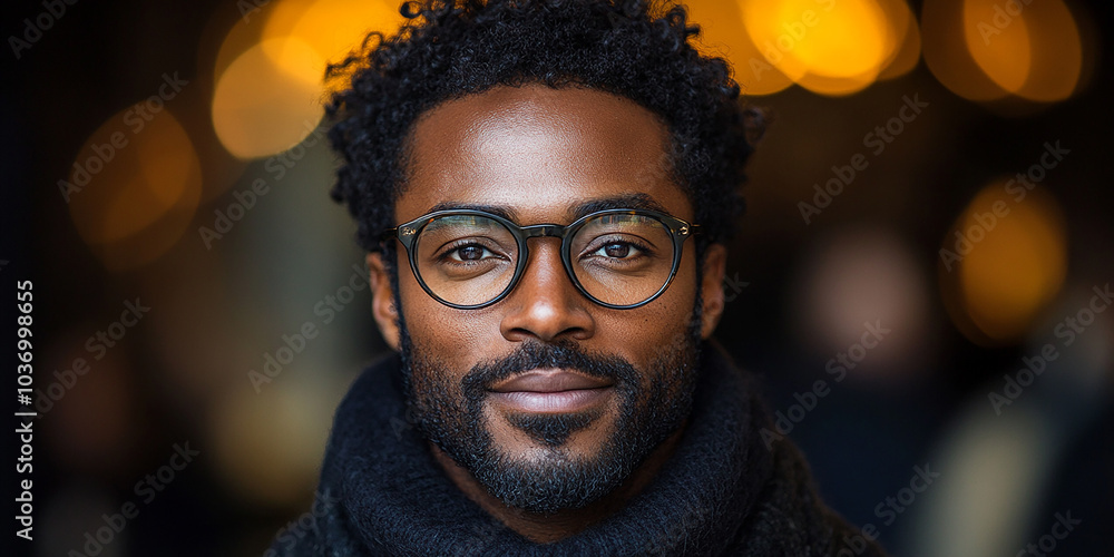 Portrait of an attractive dark-skinned man wearing glasses Portrait of an attractive dark-skinned man wearing glasses