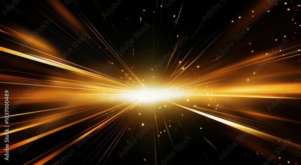 Abstract Golden Light Streaks and Glimmering Particles on a Black Background Abstract Golden Light Streaks and Glimmering Particles on a Black Background