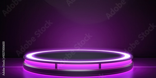 Circular Platform with Neon Pink Lighting