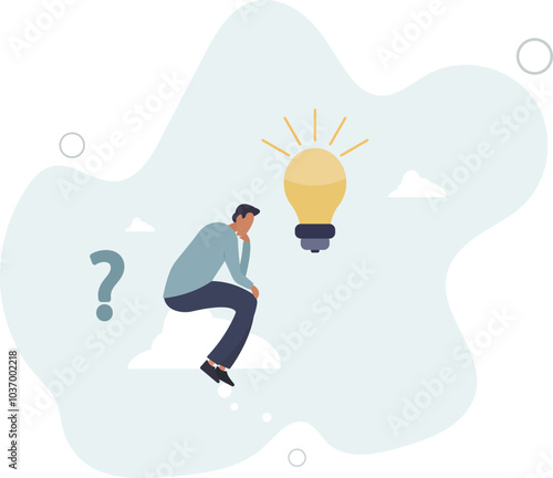 Problem solving skill, critical thinking or finding solution to solve problem, answer question, creativity or imagination,flat design with people.