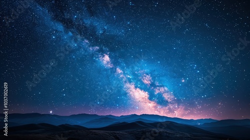 Night Sky with Milky Way over Mountain Range