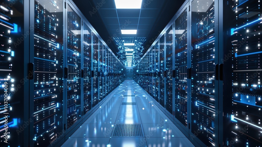 Illuminated Server Racks in a Modern Data Center Illuminated Server Racks in a Modern Data Center