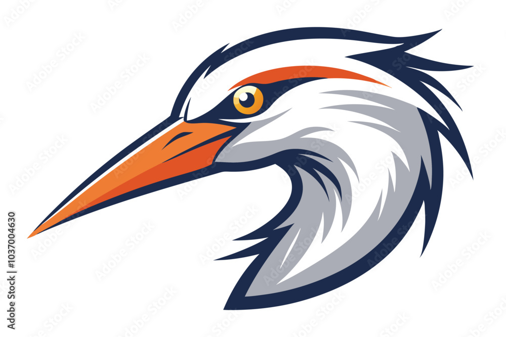 Fototapeta premium Elegant Crane Bird Head Vector Illustration for Modern Logo Design