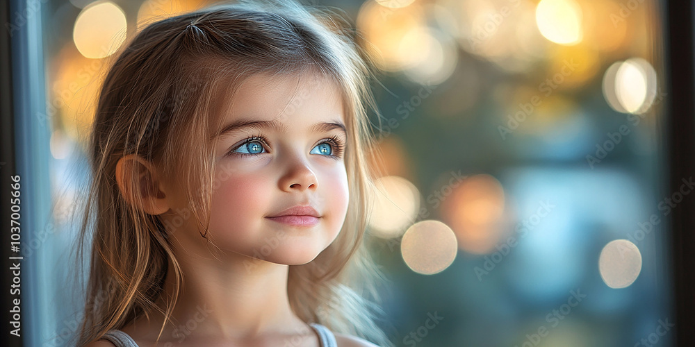 Portrait of a little pretty girl looking away Portrait of a little pretty girl looking away
