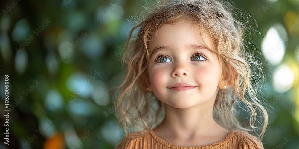 Portrait of a little pretty girl looking away Portrait of a little pretty girl looking away
