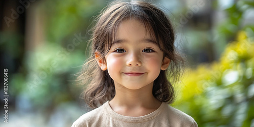 Portrait of an asian child looking at the camera