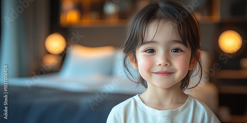 Portrait of an asian child looking at the camera