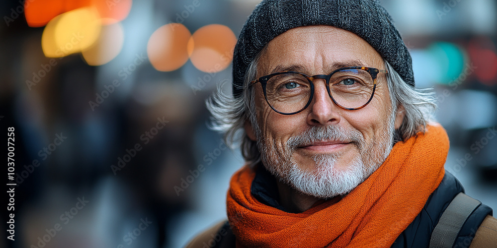 Portrait of an adult man on the street Portrait of an adult man on the street