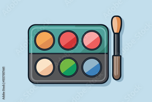 Colorful Eyeshadow Palette Vector Illustration with Beauty Brushes