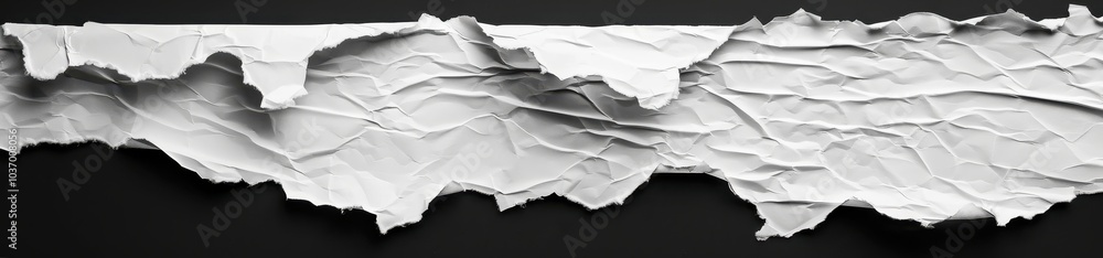 A Close-Up of a Crumpled White Paper Sheet on a Black Background A Close-Up of a Crumpled White Paper Sheet on a Black Background