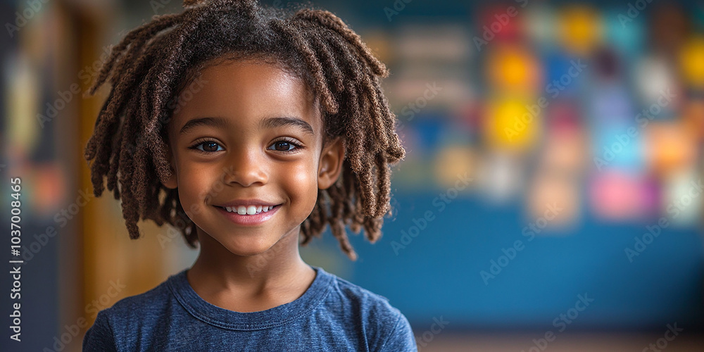 Portrait of a black school child looking into the camera Portrait of a black school child looking into the camera