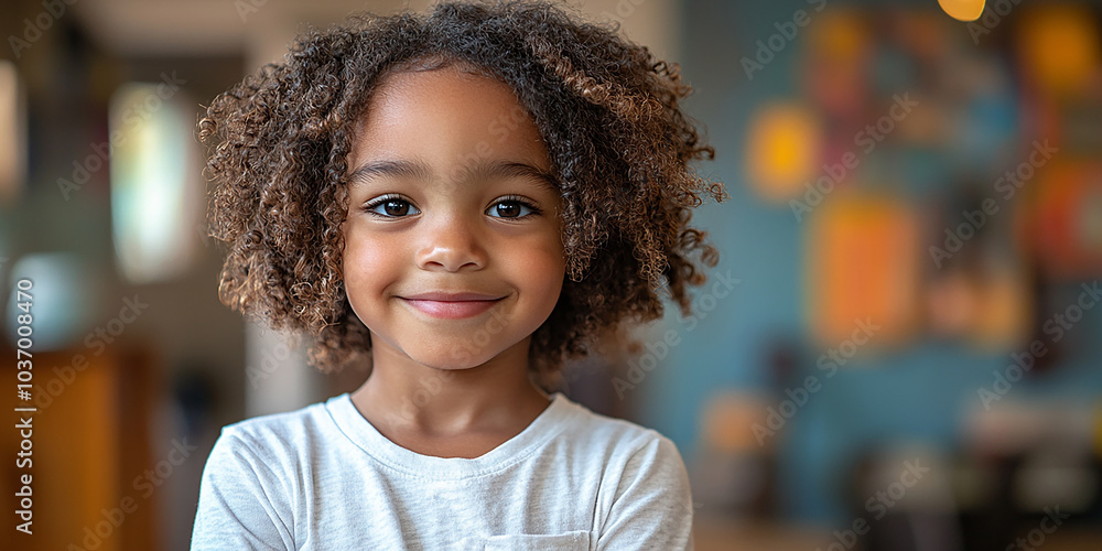 Portrait of a black school child looking into the camera Portrait of a black school child looking into the camera