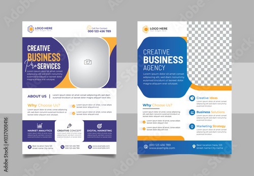 Multipurpose business corporate flyer template, A4 annual report marketing agency colorful cover page design set.
