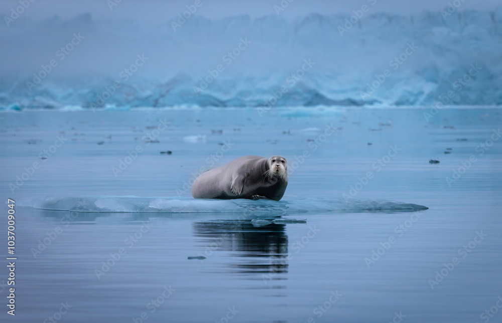 Fototapeta premium Bearded seal in Svalbard