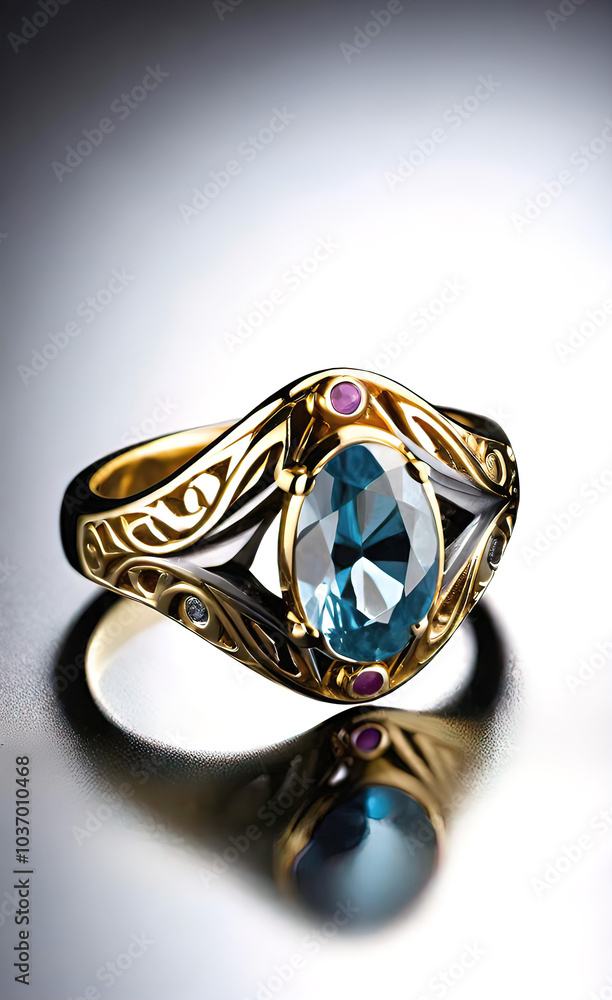 design of a modern women's ring with gemstones, isolated on background design of a modern women's ring with gemstones, isolated on background