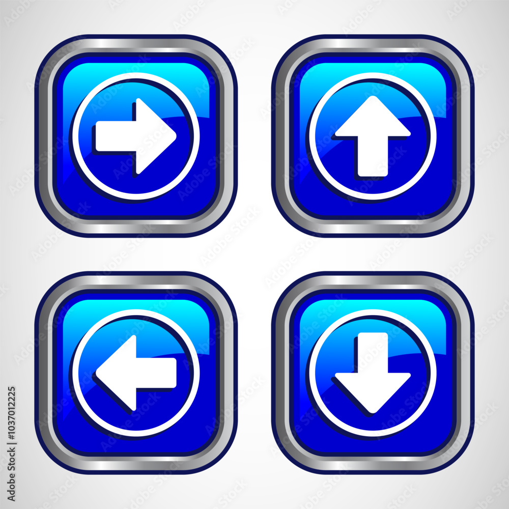 Right, Left, Up, Down Arrow Icon Design Illustration, Arrow Sign For Apps And Websites, Blue Color Square Button Design Right, Left, Up, Down Arrow Icon Design Illustration, Arrow Sign For Apps And Websites, Blue Color Square Button Design