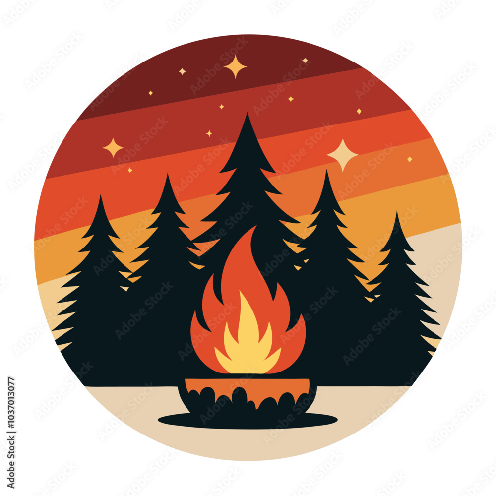 Rustic Campfire Vector Illustration for Outdoor T-Shirt Design Rustic Campfire Vector Illustration for Outdoor T-Shirt Design
