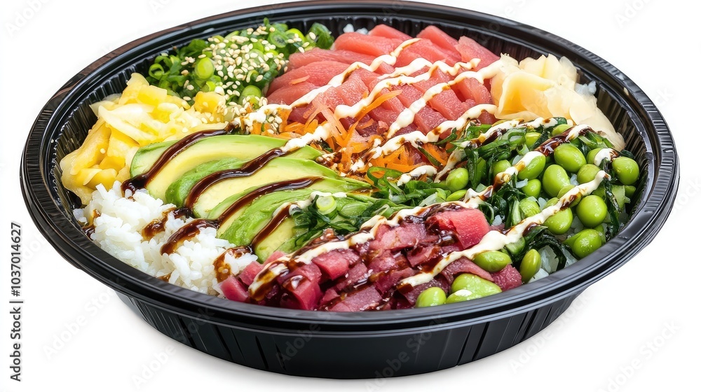Fresh Sushi Bowl with Colorful Ingredients Fresh Sushi Bowl with Colorful Ingredients