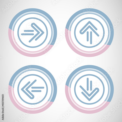 Free Download Right, Left, Up, Down Arrow Icon Design Illustration, Arrow Sign For Apps And Websites, Pastel Color Button Design - GFXLoad