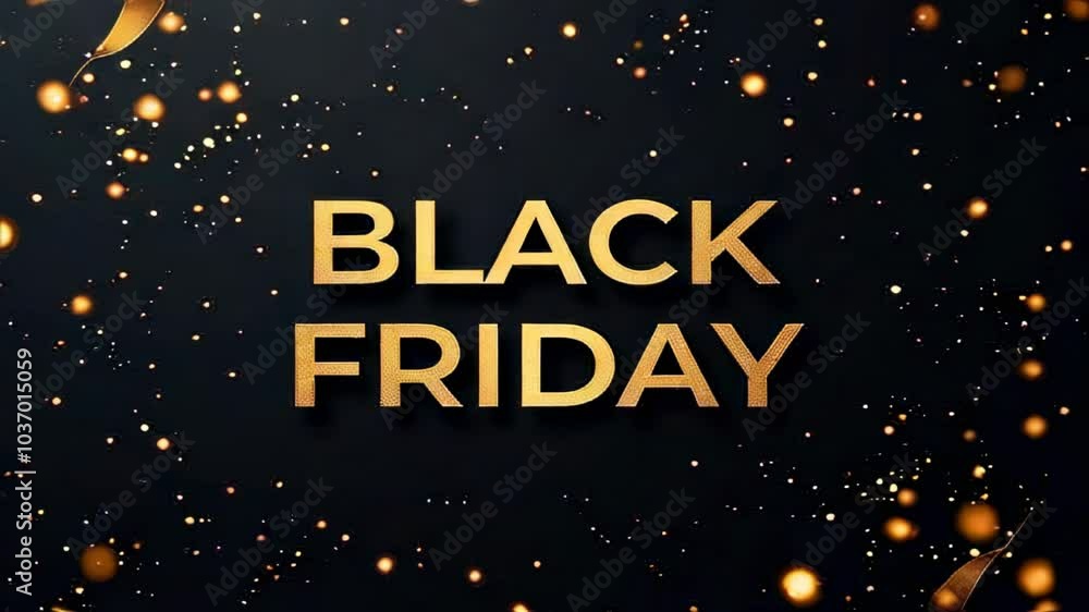 Animated black friday text with golden abstract lines on black background. Animated black friday text with golden abstract lines on black background.