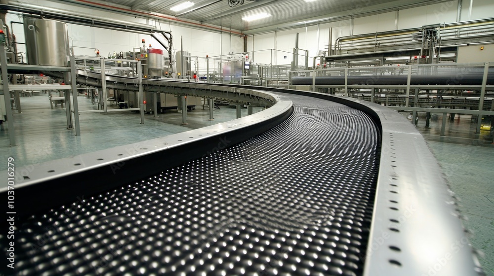 Fototapeta premium Food processing plant, machinery, conveyor belt