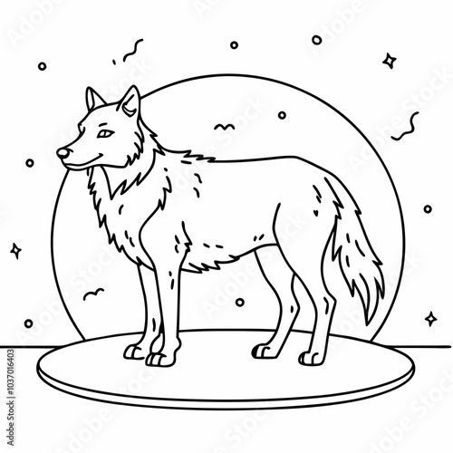 Contour de loup design plat dessiné à la main
