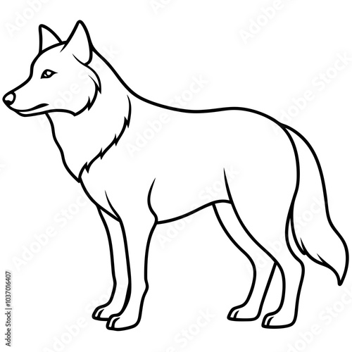 Contour de loup design plat dessiné à la main
