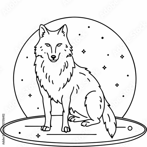 Contour de loup design plat dessiné à la main
