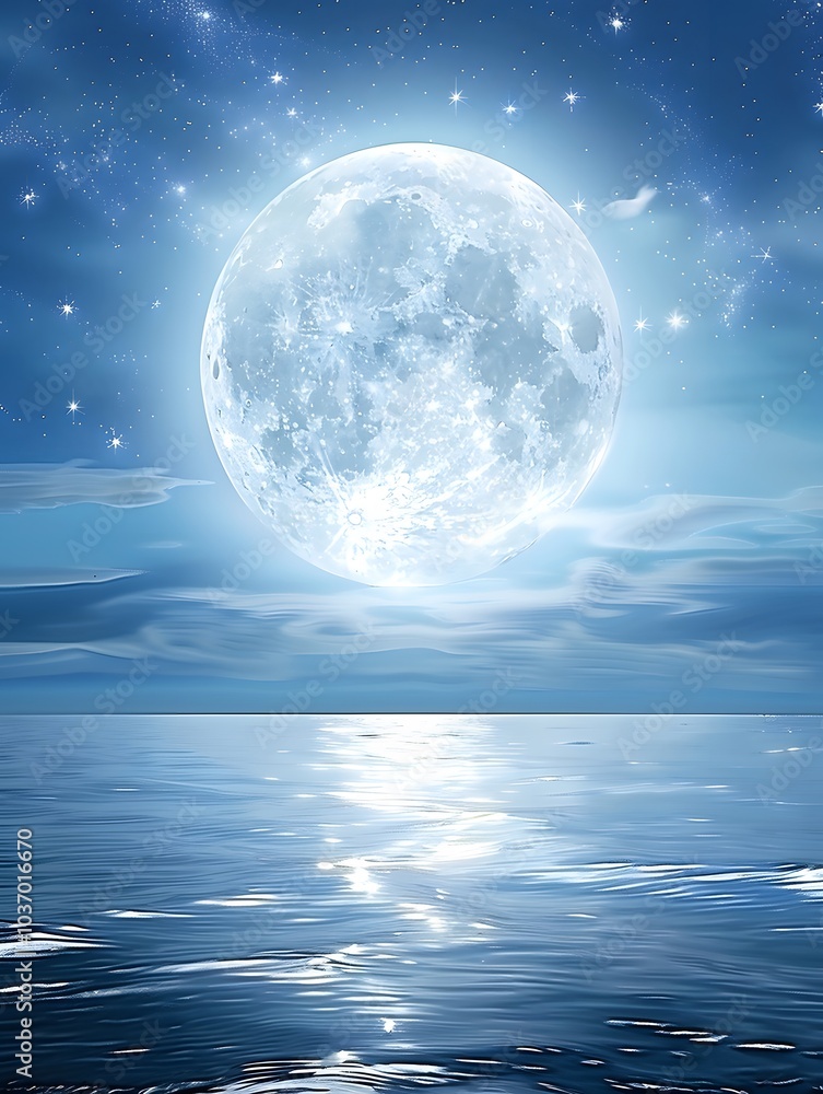 A large glowing supermoon rising above the calm ocean horizon. artwork, illustration,astronomy, astrophysics, celestial body, lunar cycle, tides,beauty, wonder, awe, inspiration A large glowing supermoon rising above the calm ocean horizon. artwork, illustration,astronomy, astrophysics, celestial body, lunar cycle, tides,beauty, wonder, awe, inspiration