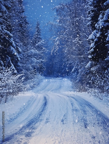 Snowy Winter Road Scenic