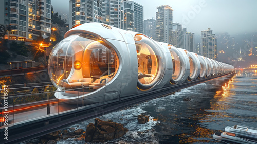 High speed modern train in ...