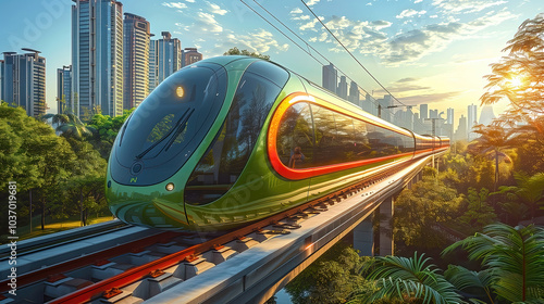 High speed modern train in ...