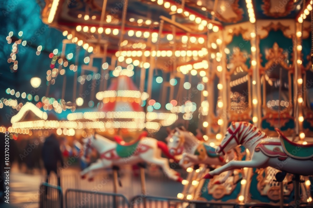 Dreamy abstract background of a Christmas amusement park with twinkling lights Dreamy abstract background of a Christmas amusement park with twinkling lights
