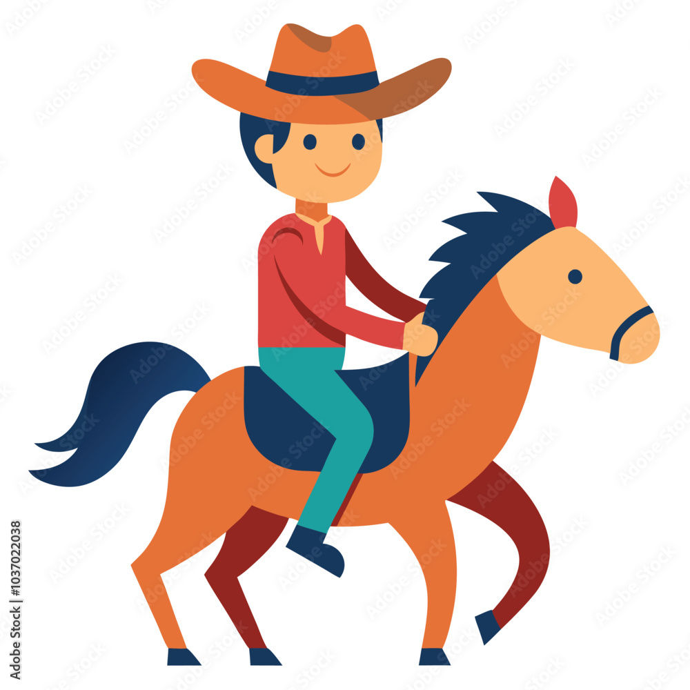 Cartoon Horse and Rider Vector Illustration for Sports and Fun