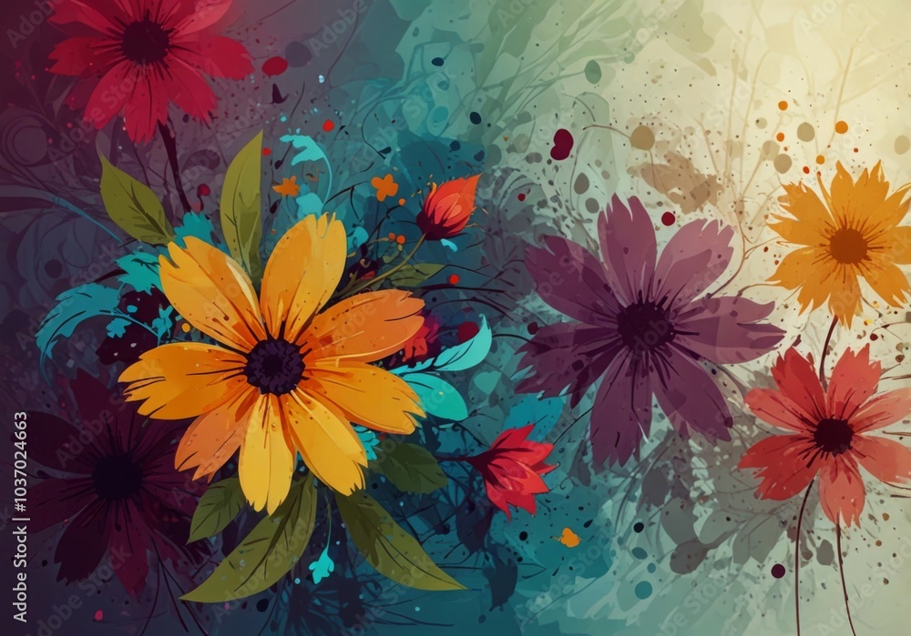 illustration abstract background with flowers illustration abstract background with flowers