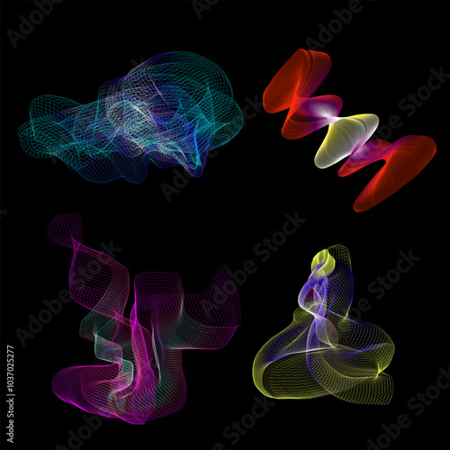 collection of neon abstract wave shapes1 photo