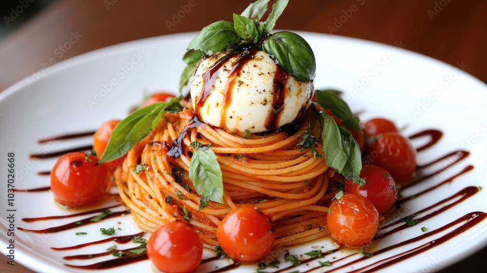 Fresh Pasta Dish with Basil and Mozzarella Fresh Pasta Dish with Basil and Mozzarella